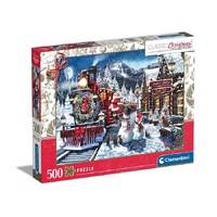 TRAIN STATION WITH SNOWMEN 500pc