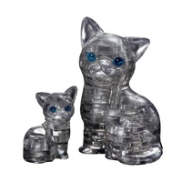 3D BLACK CAT & KITTEN CRYSTAL PUZZLE