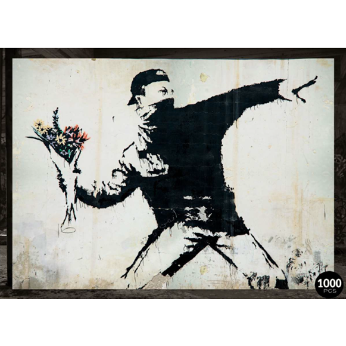 BANKSY JIGSAW PUZZLE - RAGE, FLOWER THROWER (1000PC)