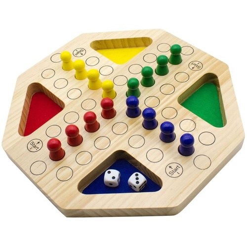 DELUXE WOODEN LUDO GAME 30CM