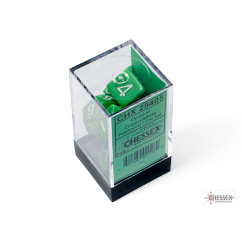 7 DIE SET OPAQUE POLYHEDRAL GREEN/WHITE