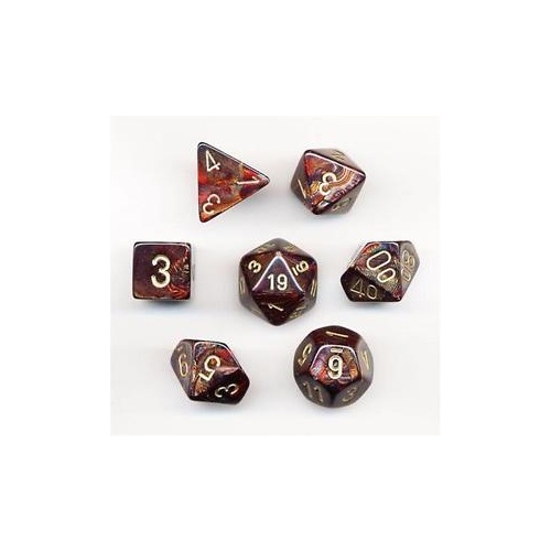 SCARAB POLY BLUE BLOOD/GOLD 7-DIE SET