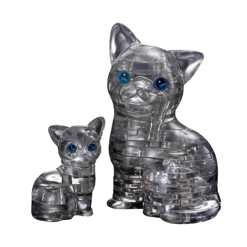 3D BLACK CAT & KITTEN CRYSTAL PUZZLE